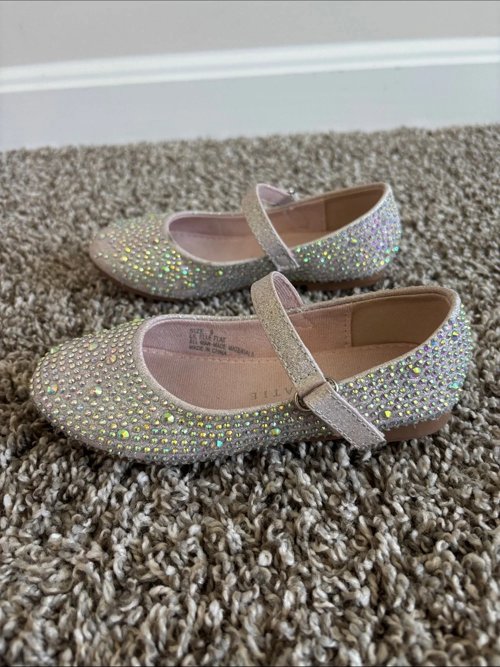 Kelly & Katie Blush Sparkle Mary Jane Flats for Girls